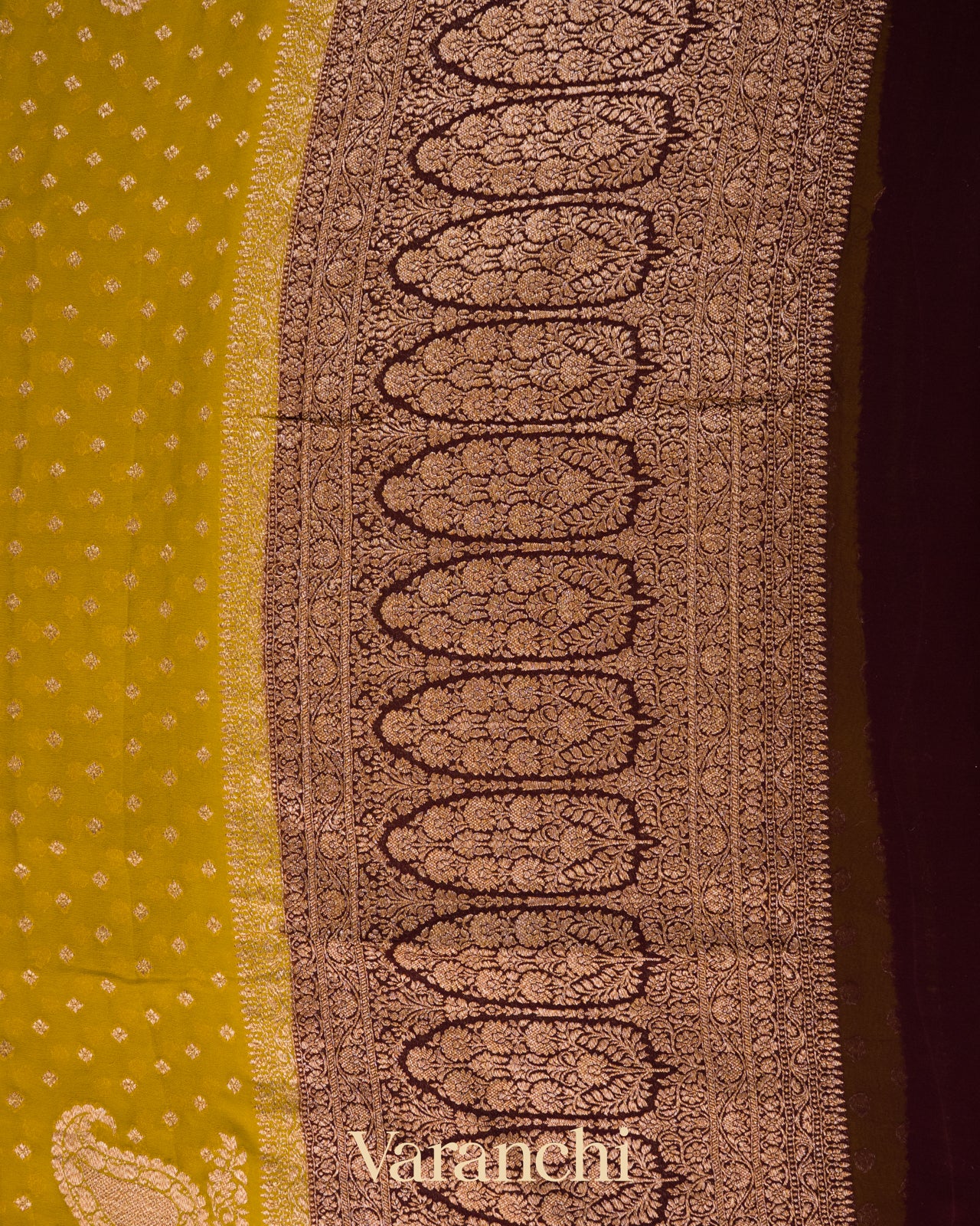 Olive Green with Maroon Border  Pure Khaddi Georgette Silk Saree 