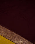 Olive Green with Maroon Border  Pure Khaddi Georgette Silk Saree 