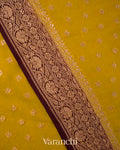 Olive Green with Maroon Border  Pure Khaddi Georgette Silk Saree 