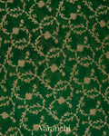Bottle Green Floral Jaal Pure Khaddi Georgette Silk Saree 
