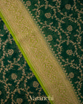 Bottle Green Pure Khaddi Georgette Silk Saree 