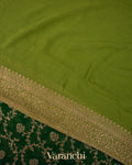 Bottle Green Pure Khaddi Georgette Silk Saree 