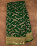 Bottle Green Pure Khaddi Georgette Silk Saree 