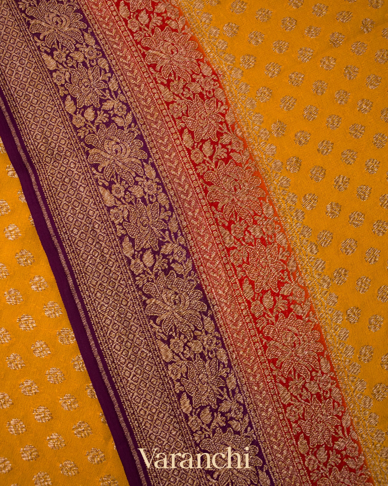 Mango Yellow Pure Khaddi Georgette Silk Saree
