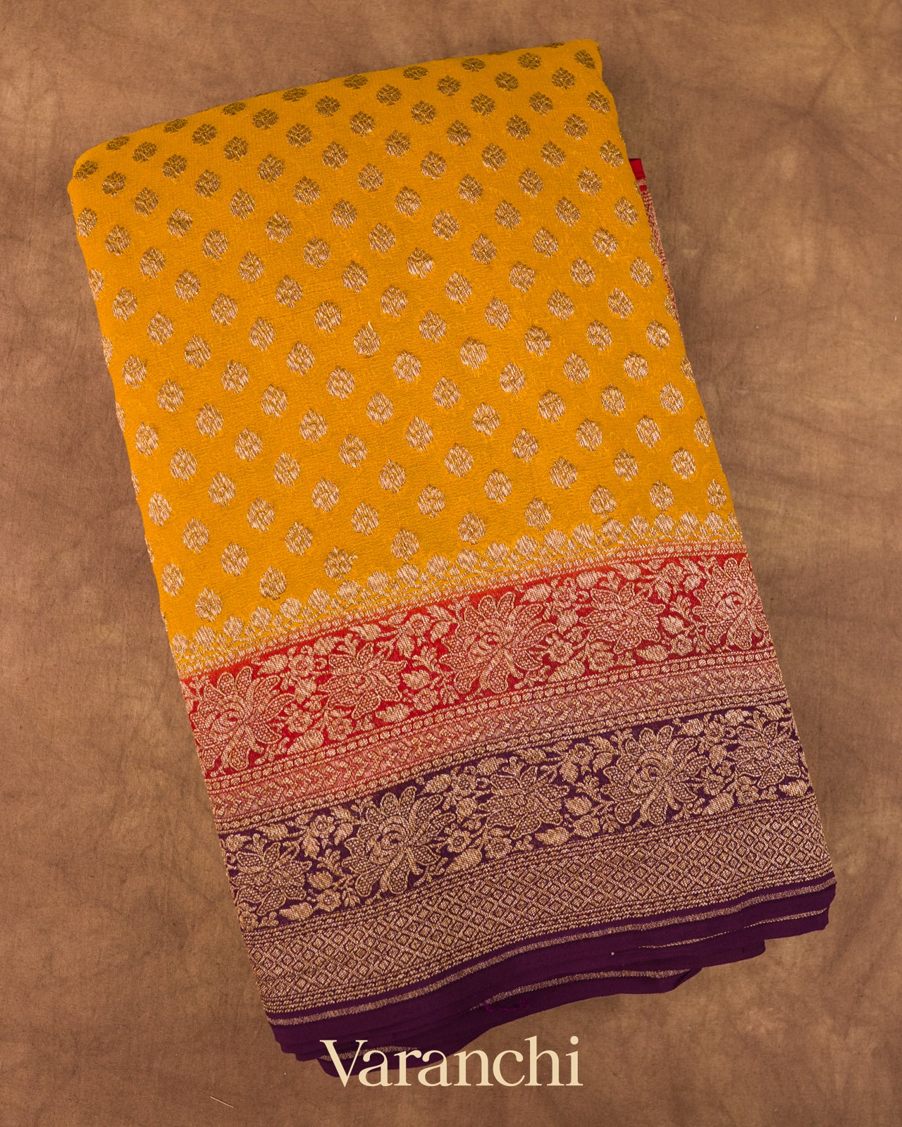 Mango Yellow Pure Khaddi Georgette Silk Saree