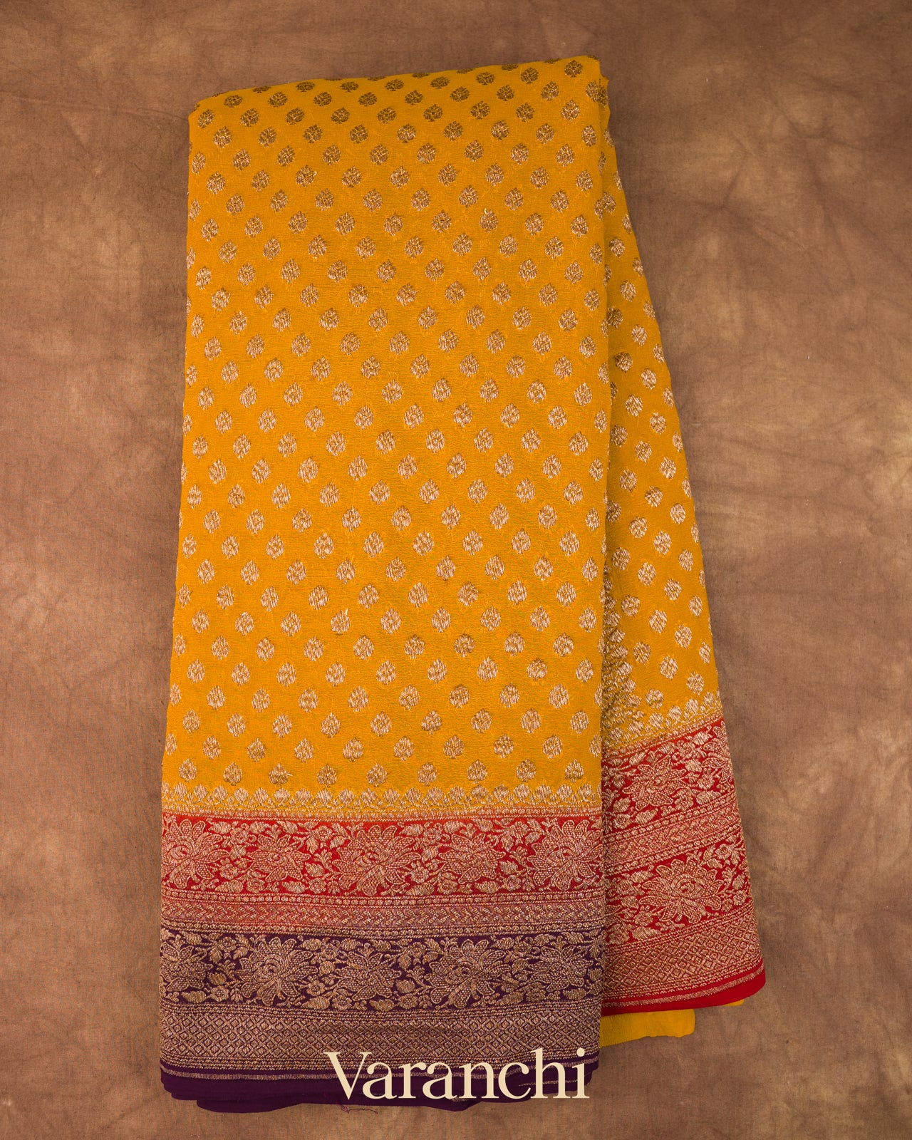 Mango Yellow Pure Khaddi Georgette Silk Saree