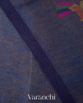 Navy Blue Jamdani Pure Silk Linen Tissue Handloom Saree 