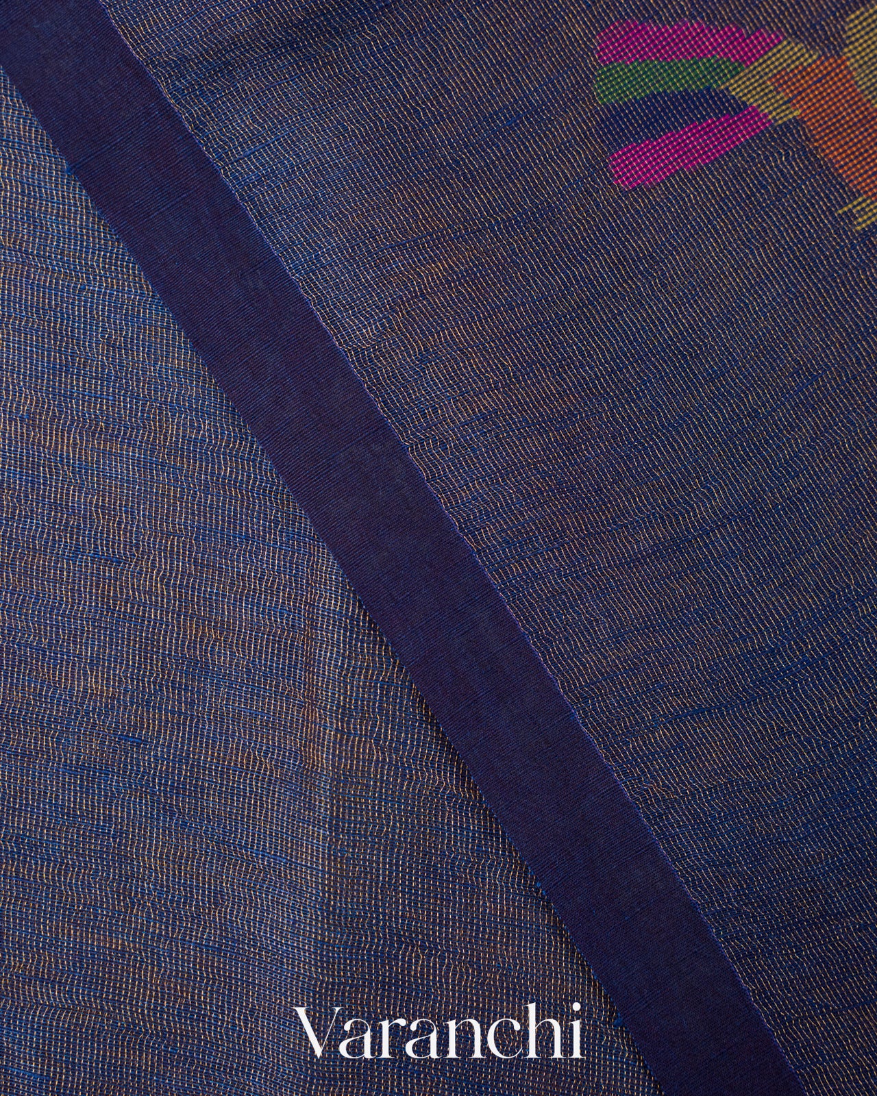 Navy Blue Jamdani Pure Silk Linen Tissue Handloom Saree 
