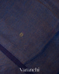 Navy Blue Jamdani Pure Silk Linen Tissue Handloom Saree 