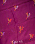 Deep Magenta Jamdani Pure Silk Linen Tissue Handloom Saree