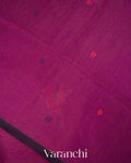 Deep Magenta Jamdani Pure Silk Linen Tissue Handloom Saree
