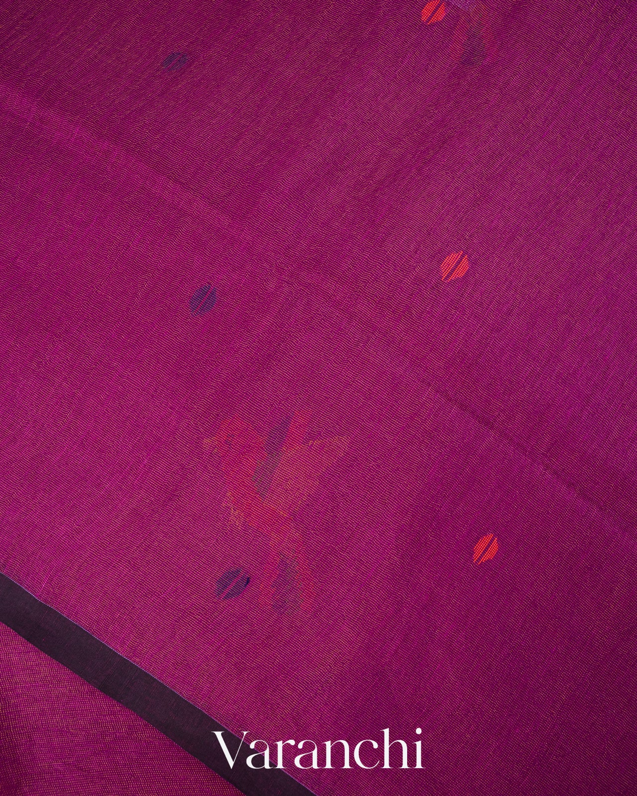 Deep Magenta Jamdani Pure Silk Linen Tissue Handloom Saree