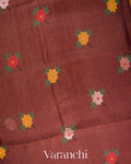 Coffee Brown Jamdani Pure Silk Linen Tissue Handloom Saree