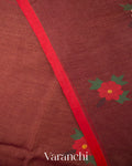 Coffee Brown Jamdani Pure Silk Linen Tissue Handloom Saree