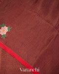 Coffee Brown Jamdani Pure Silk Linen Tissue Handloom Saree