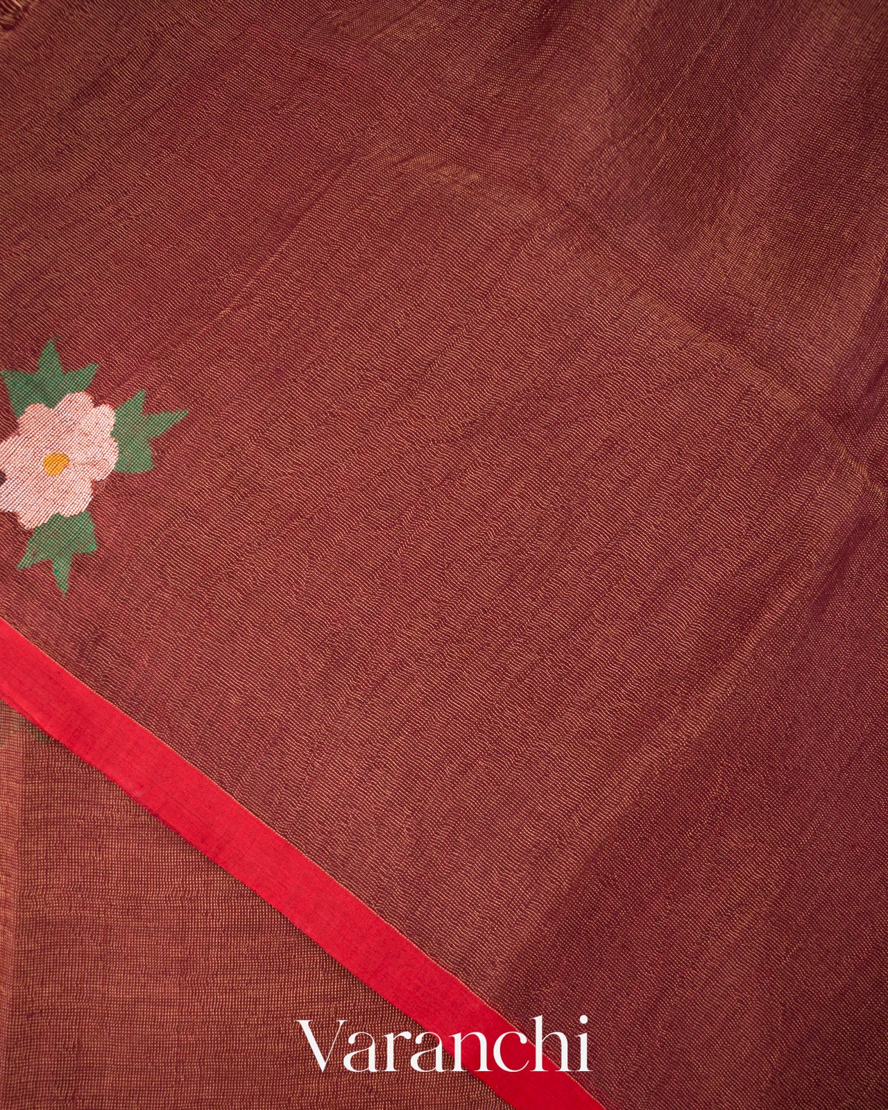Coffee Brown Jamdani Pure Silk Linen Tissue Handloom Saree