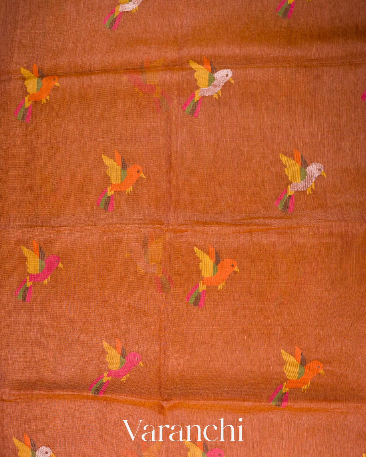 Light Brown Jamdani Pure Silk Linen Tissue Handloom Saree