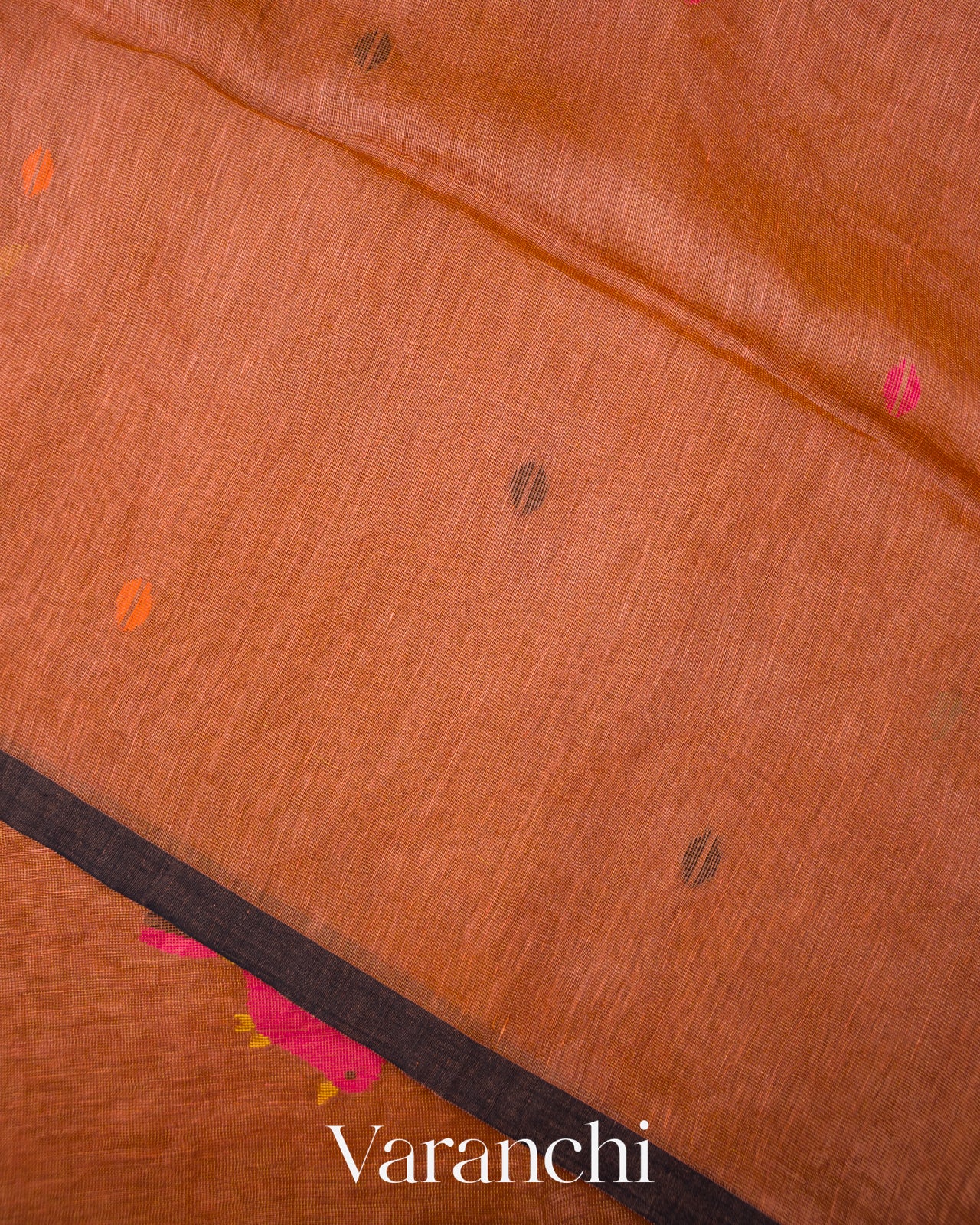 Light Brown Jamdani Pure Silk Linen Tissue Handloom Saree