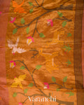 Light Brown Jamdani Pure Silk Linen Tissue Handloom Saree