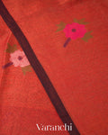Brick Orange Jamdani Pure Silk Linen Tissue Handloom Saree