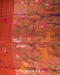Brick Orange Jamdani Pure Silk Linen Tissue Handloom Saree