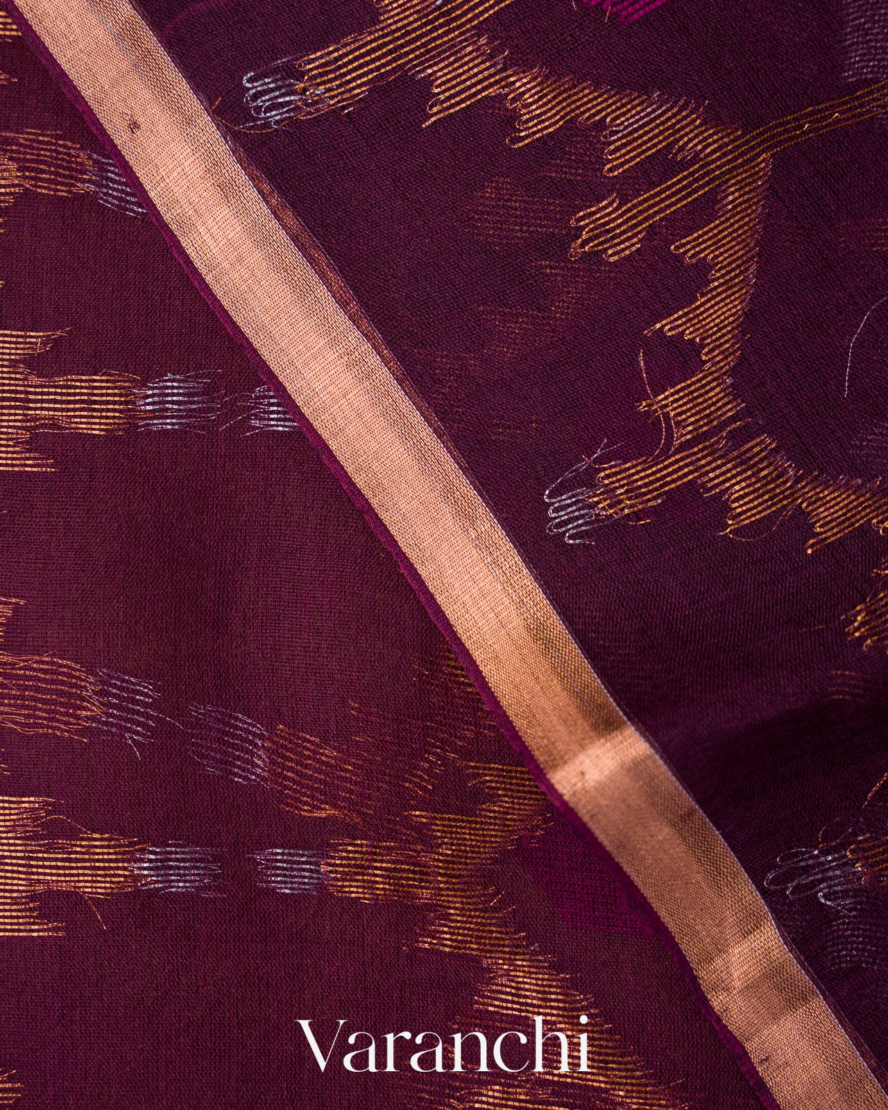 Deep Wine Dhakai Jamdani Pure Muslin Silk Handloom Saree 
