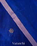 Ink Blue Jamdani Pure Mulberry Silk Handloom Saree 