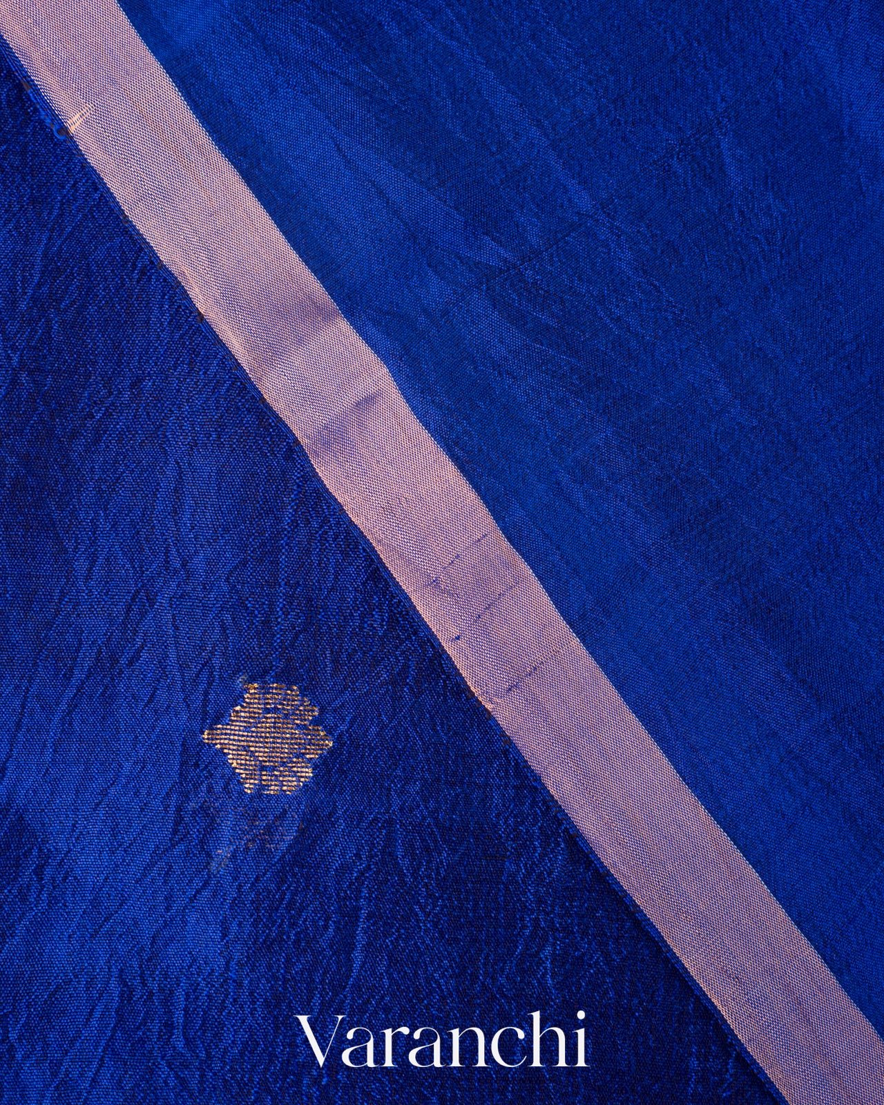 Ink Blue Jamdani Pure Mulberry Silk Handloom Saree 