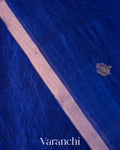 Ink Blue Jamdani Pure Mulberry Silk Handloom Saree 