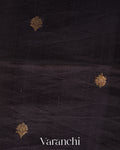 Charcol Black Jamdani Pure Mulberry Silk Handloom Saree