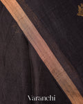 Charcol Black Jamdani Pure Mulberry Silk Handloom Saree