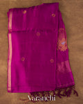 Deep Magenta Jamdani Pure Mulberry Silk Handloom Saree 