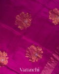 Deep Magenta Jamdani Pure Mulberry Silk Handloom Saree 