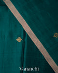 Peacock Green Jamdani Pure Mulberry Silk Handloom Saree 