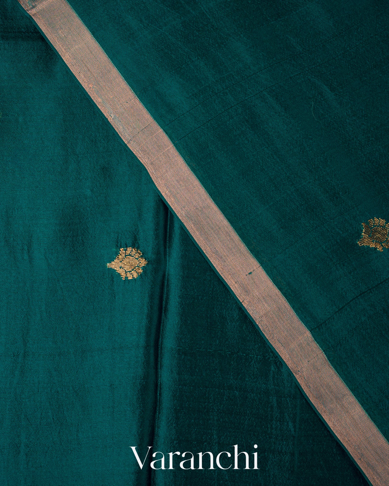 Peacock Green Jamdani Pure Mulberry Silk Handloom Saree 
