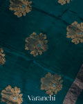 Peacock Green Jamdani Pure Mulberry Silk Handloom Saree 