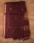 
Dark Maroon Jamdani Pure Mulberry Silk Handloom Saree 
