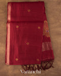 Brick Red Jamdani Pure Mulberry Silk Handloom Saree 