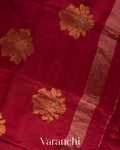 Brick Red Jamdani Pure Mulberry Silk Handloom Saree 