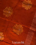 Rust Red Jamdani Pure Mulberry Silk Handloom Saree