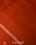 Rust Red Jamdani Pure Mulberry Silk Handloom Saree