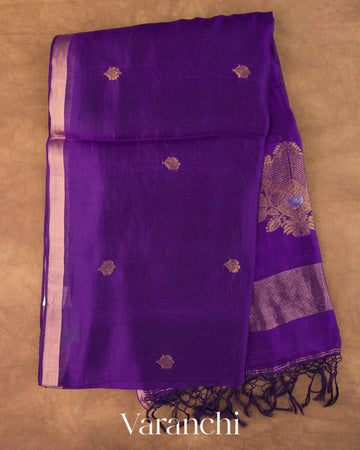 Violet Jamdani Pure Mulberry Silk Handloom Saree