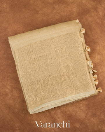 Ivory Checks Pure Crush Kora Silk Saree