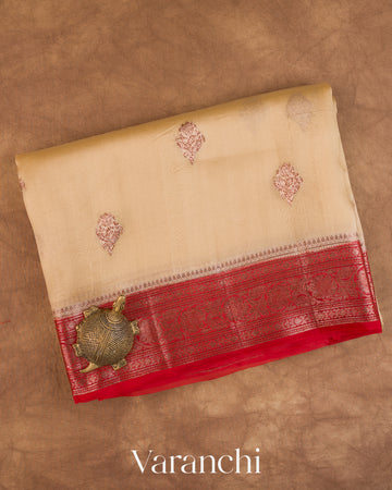 Ivory Pure Kora Silk Handloom Saree
