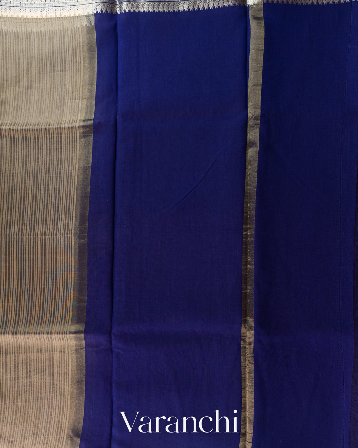 Deep Beige Striped Pure Katan Silk Saree