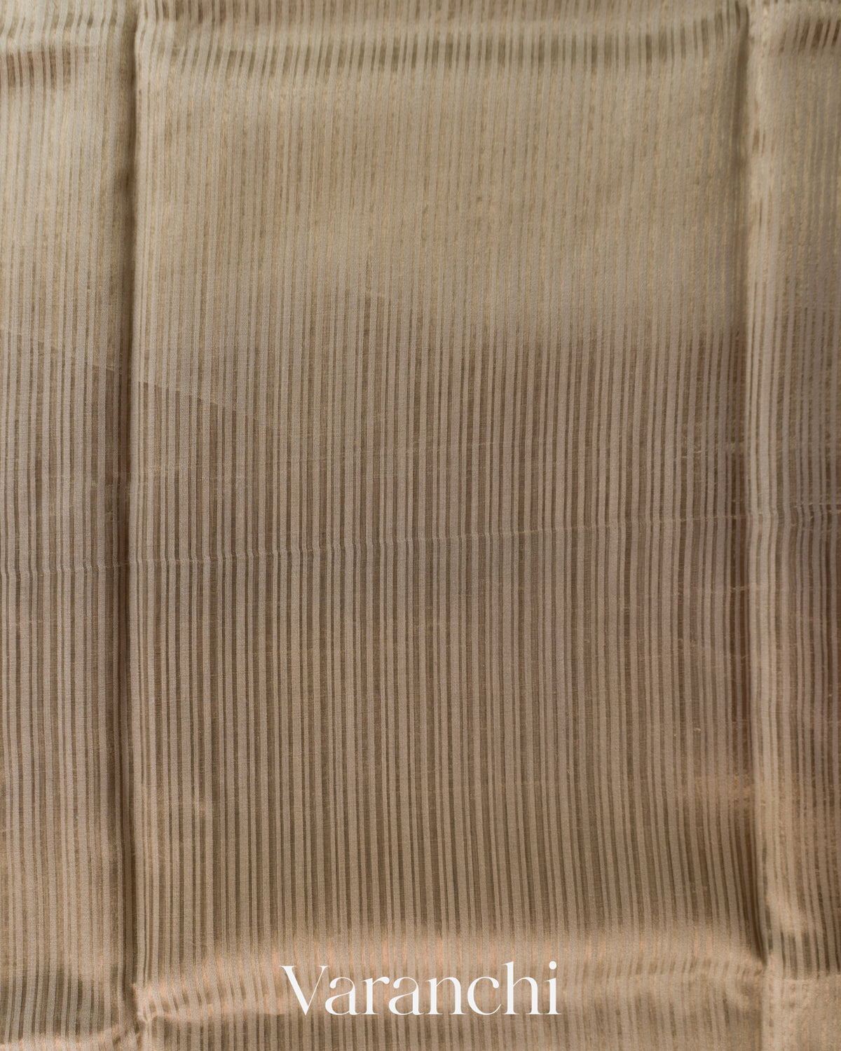 Deep Beige Striped Pure Katan Silk Saree