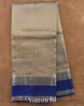 Deep Beige Striped Pure Katan Silk Saree