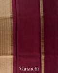 Deep Beige Striped Pure Katan Silk Saree