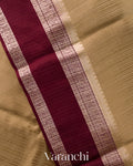 Deep Beige Striped Pure Katan Silk Saree