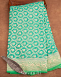 Aqua Green Pure Georgette Silk Handloom Saree